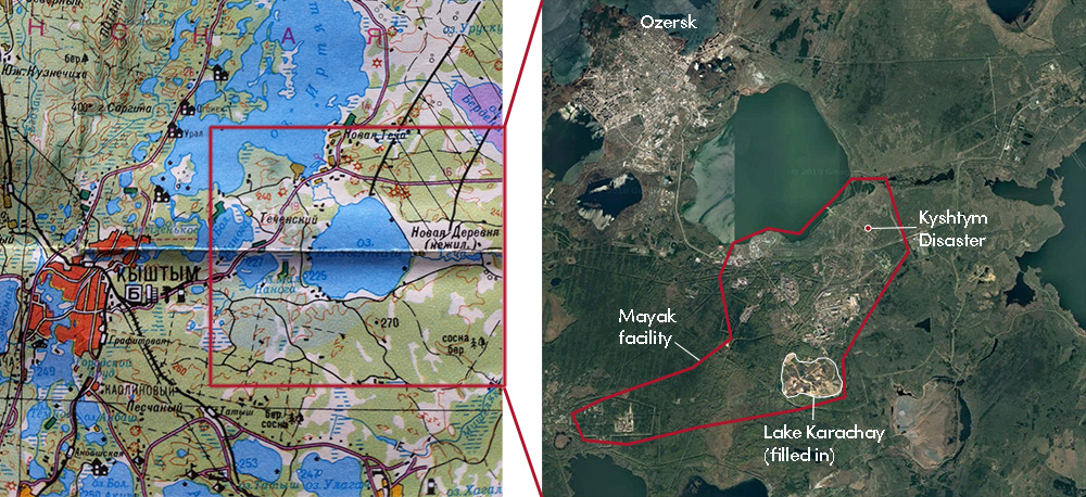 ozersk and mayak map